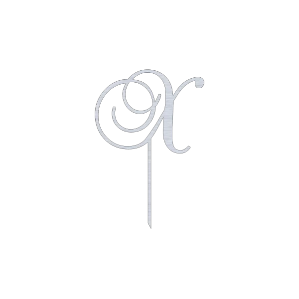 Elegant X monogram letter swirl script cake topper with precise laser-cut design. Perfect for weddings and special occasions. Aluminum with Natural Aluminum finish.